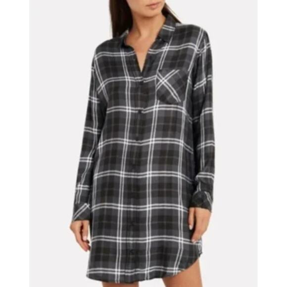Rails Dresses & Skirts - Rails Bianca Longsleeve Shirt Dress in Onyx Slate White size Small